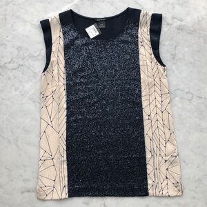 CLUB MONACO Sequin Silk Shirt Navy XS